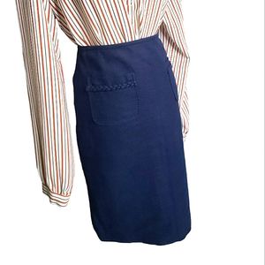Talbots Linen Pencil Skirt Size 8 Cotton Blend Nautical Braid Pockets Lined